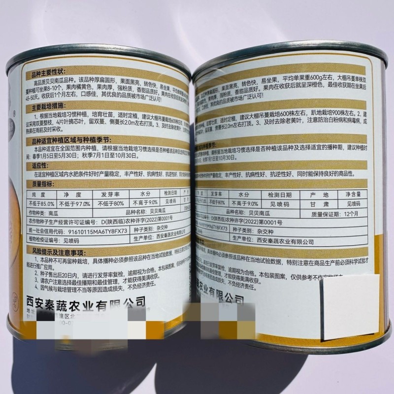 秦蔬贝贝南瓜种子粉甜糯贝贝南瓜种子果肉橘黄色肉厚香甜小南