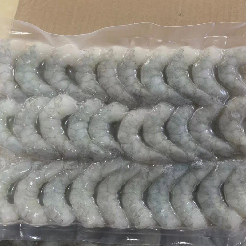 板冻真空虾仁。一箱8板。毛重600g。净含量500g。