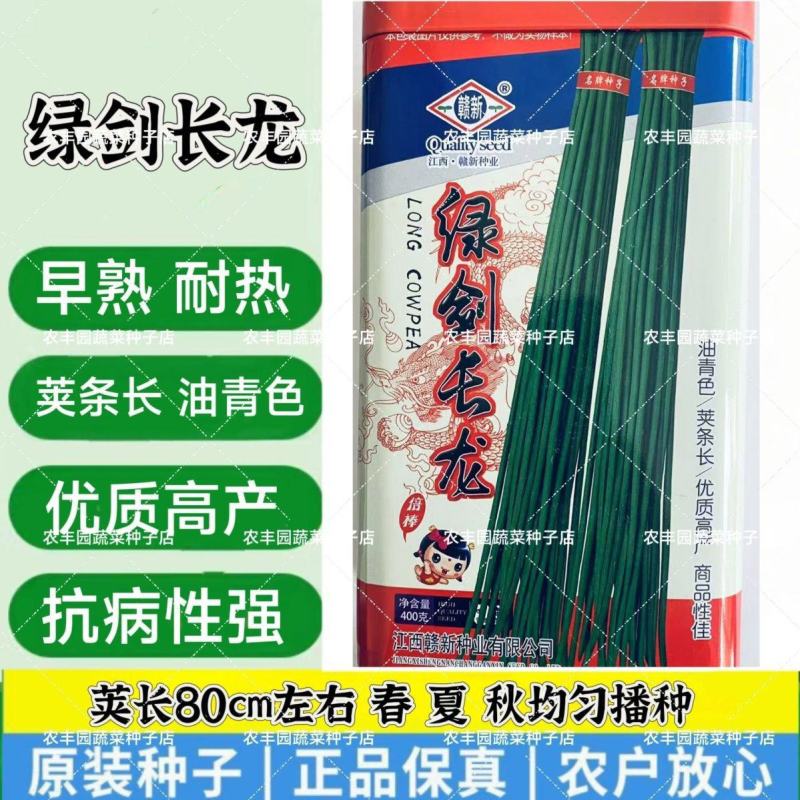 绿剑长龙豇豆种子早熟耐热抗病高产豆角种子条荚长油青色长豆