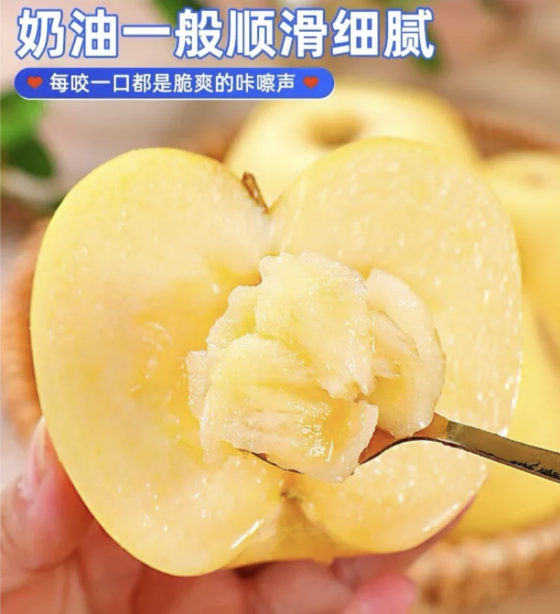 山东烟台维纳斯黄金苹果脆甜多汁批发冷库货对接团购市场
