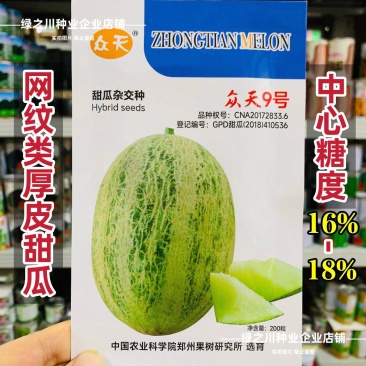 众天9号网纹甜瓜种子厚皮甜瓜种籽水果种子糖度高椭圆形甜瓜