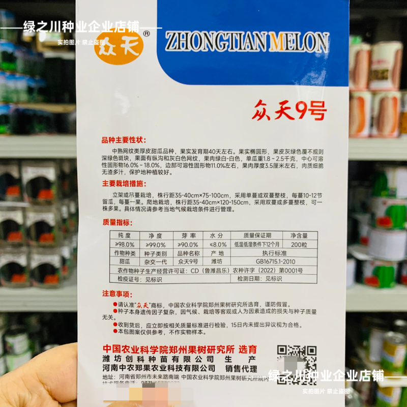 众天9号网纹甜瓜种子厚皮甜瓜种籽水果种子糖度高椭圆形甜瓜