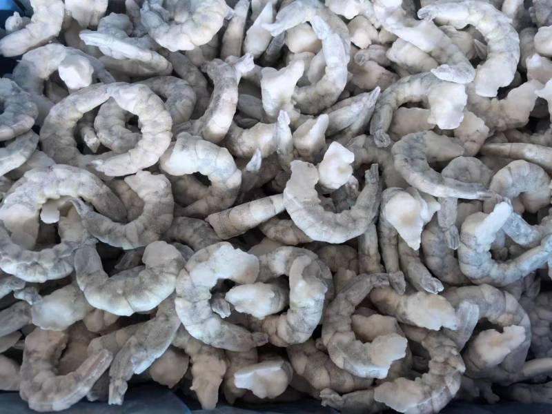 板冻真空虾仁。一箱8板。毛重600g。净含量500g。