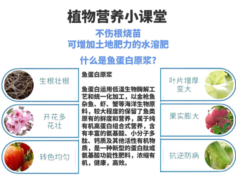 酶解鱼蛋白氨基酸水溶肥生根壮苗养根调理增产土壤冲施肥料