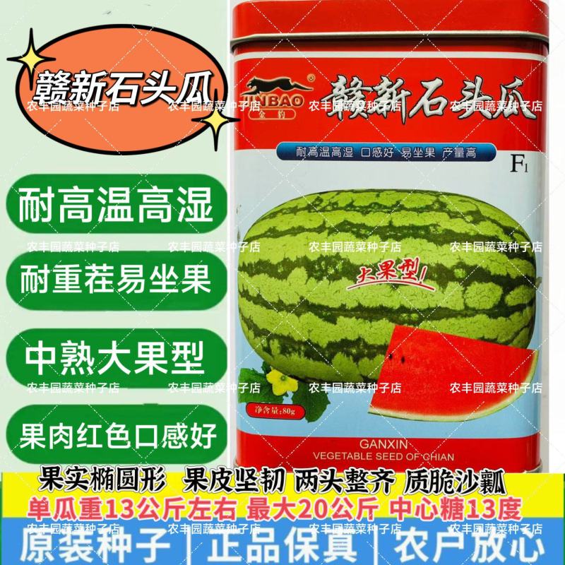 赣新石头瓜西瓜种子中熟大果红肉口感好西瓜种子耐高温高湿耐