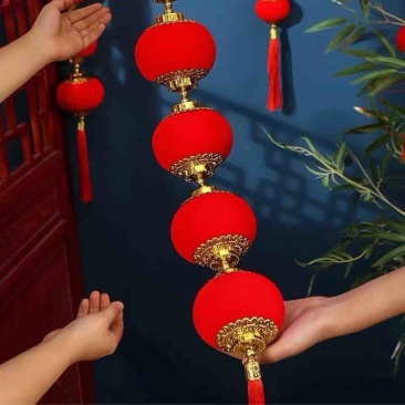 新年灯笼批发整串发财灯笼贺新年