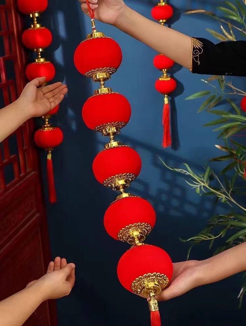 新年灯笼批发整串发财灯笼贺新年
