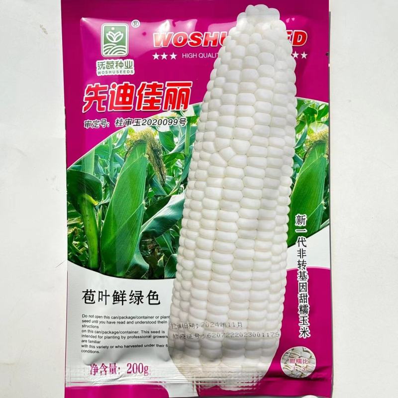 沃蔬先迪佳丽白甜糯玉米种子抗病产量高棒大苞叶鲜绿基地大户