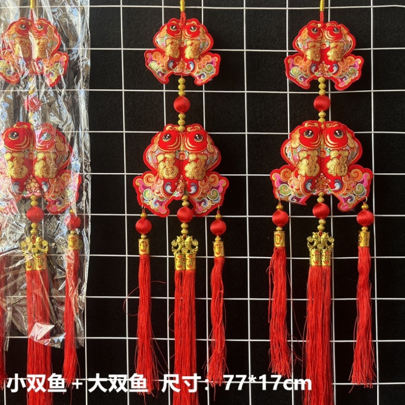 好漂亮的春节挂出串批发植绒挂串新年灯笼辣椒