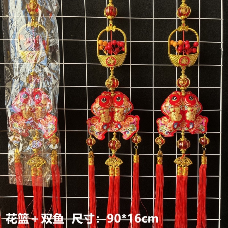 好漂亮的春节挂出串批发植绒挂串新年灯笼辣椒