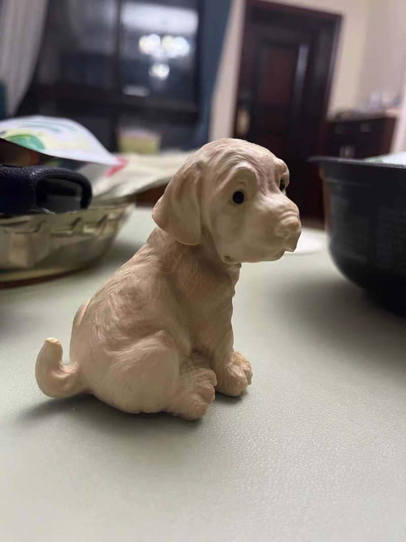 黄杨木雕金毛犬生肖狗工艺品动物摆件实木家居装饰品可爱把玩