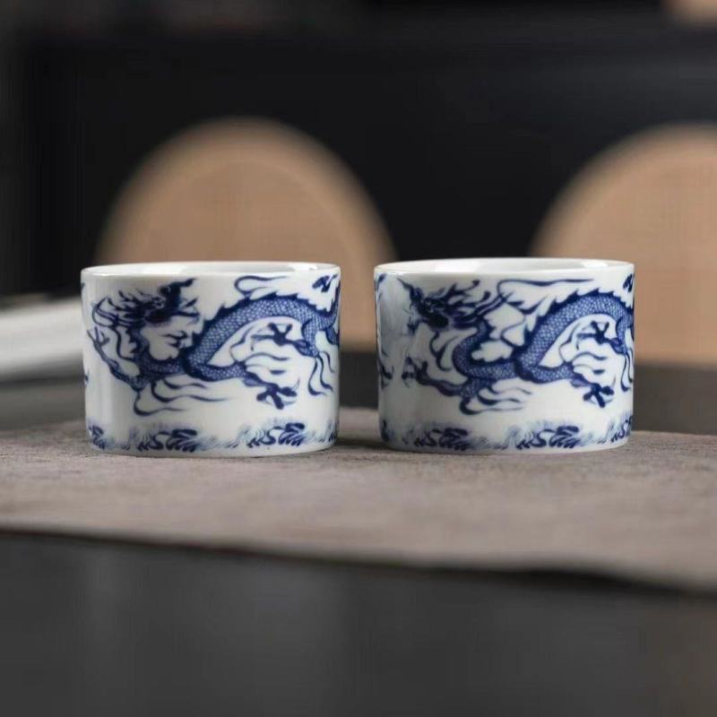 (福利两个装15.8)元青花复古青龙陶瓷茶杯个人单杯茶具