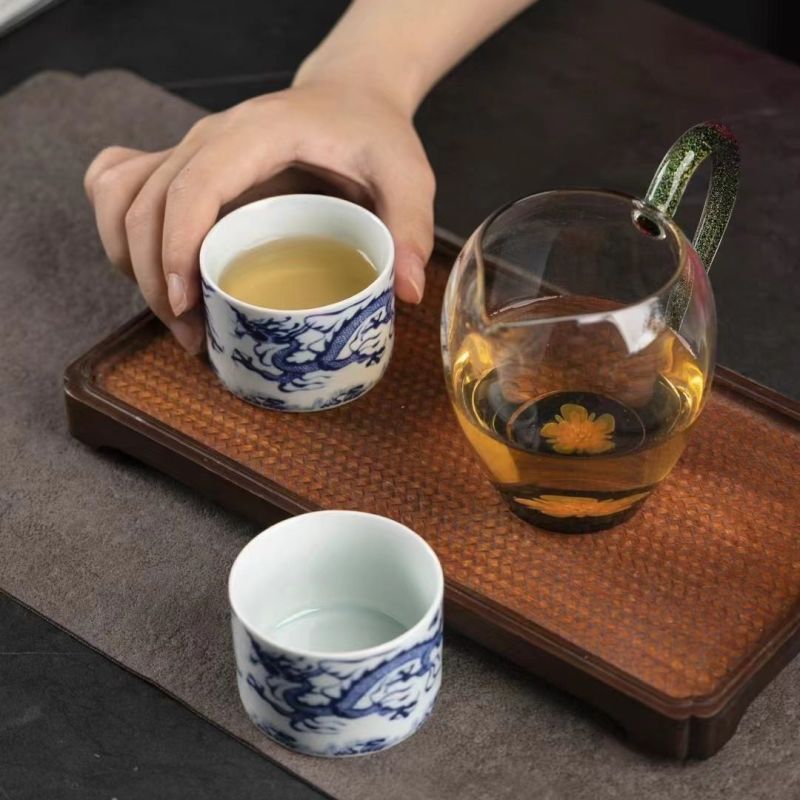 (福利两个装15.8)元青花复古青龙陶瓷茶杯个人单杯茶具
