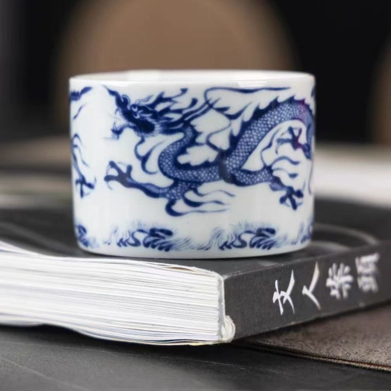 (福利两个装15.8)元青花复古青龙陶瓷茶杯个人单杯茶具
