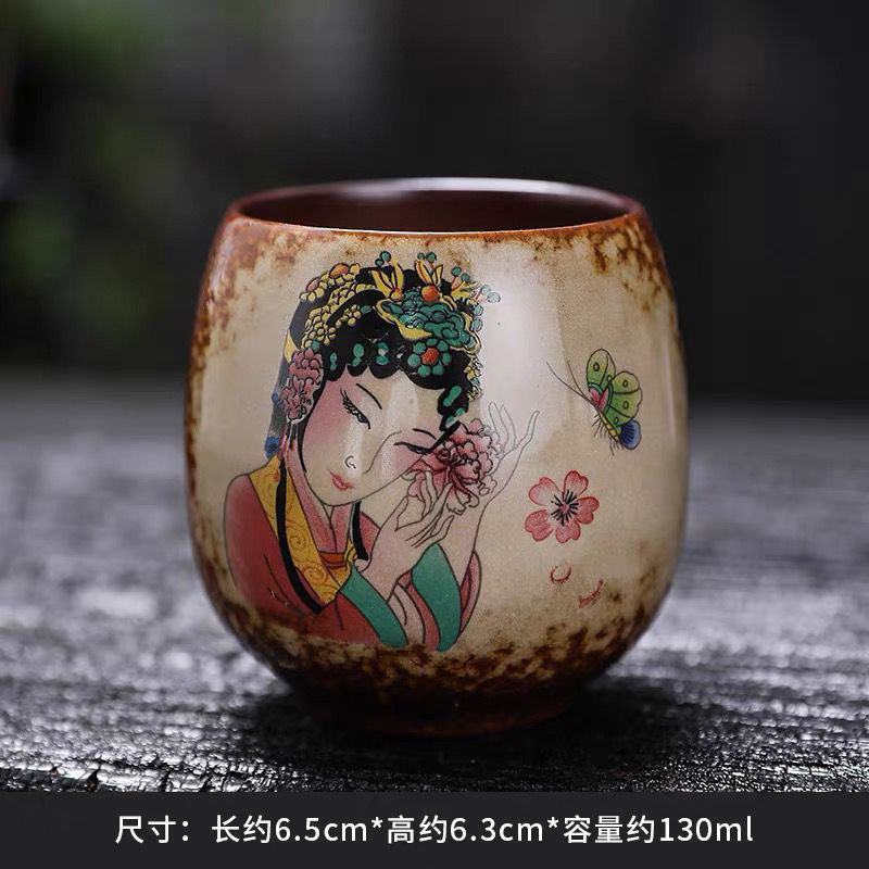 粗陶复古柴烧主人杯手工陶瓷品茗杯主人杯单个老式大号功夫茶
