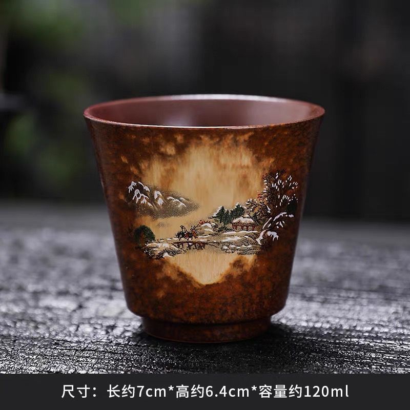 粗陶复古柴烧主人杯手工陶瓷品茗杯主人杯单个老式大号功夫茶