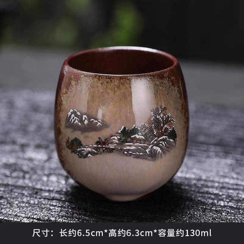 粗陶复古柴烧主人杯手工陶瓷品茗杯主人杯单个老式大号功夫茶