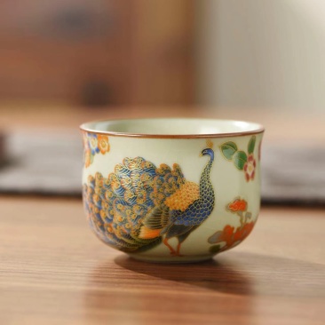 (特价1个15.9包邮)汝窑中式茶杯单杯品茗杯家用高档