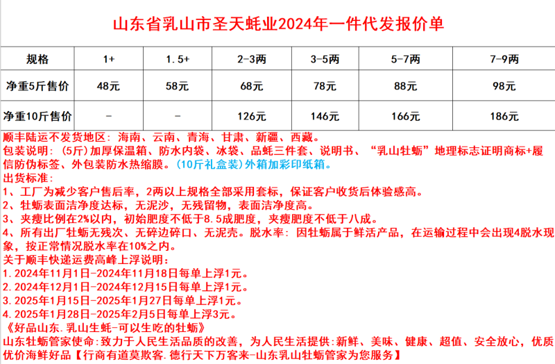 好品山东.礼飨中国佳节送蚝礼乳山牡蛎更满意10斤/件