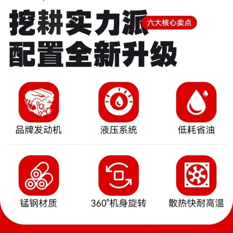挖掘机360度旋转小挖机挖掘机旋耕机还可以加装多种农具