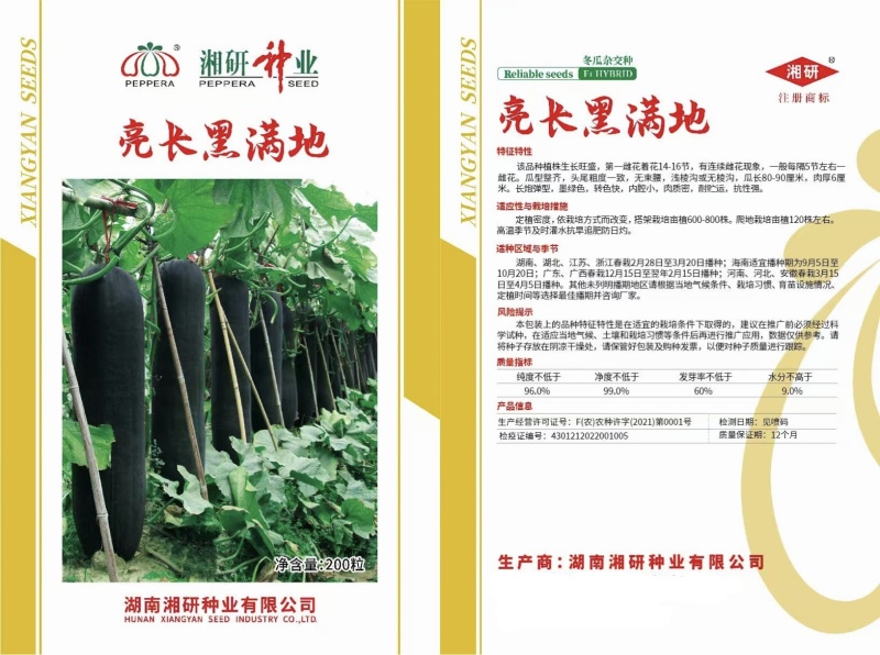 亮长黑满地黑皮冬瓜种子全国发货量大从优