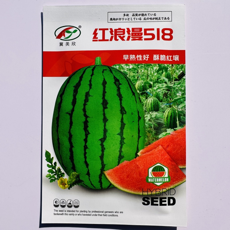 红浪漫518礼品西瓜种子超甜薄皮礼品瓜种籽早熟特甜西瓜种