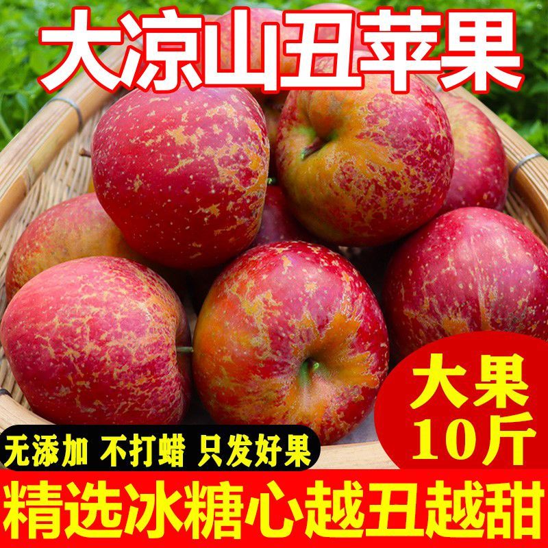 正宗大凉山冰糖心苹果当季水果新鲜红富士丑苹果脆甜5/10斤整