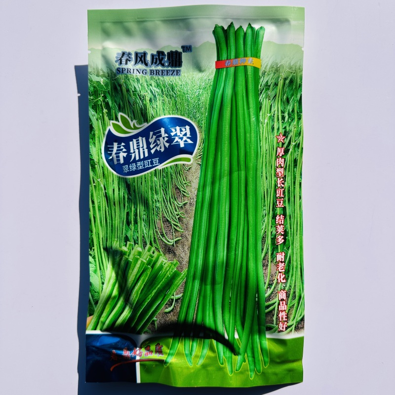 春鼎绿翠白籽白花豆角种子翠绿型豇豆种子厚肉型长豆角种子