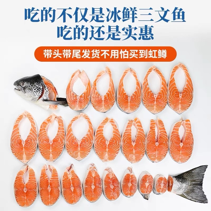 三文鱼批发整条鱼柳鱼块轮切厚切