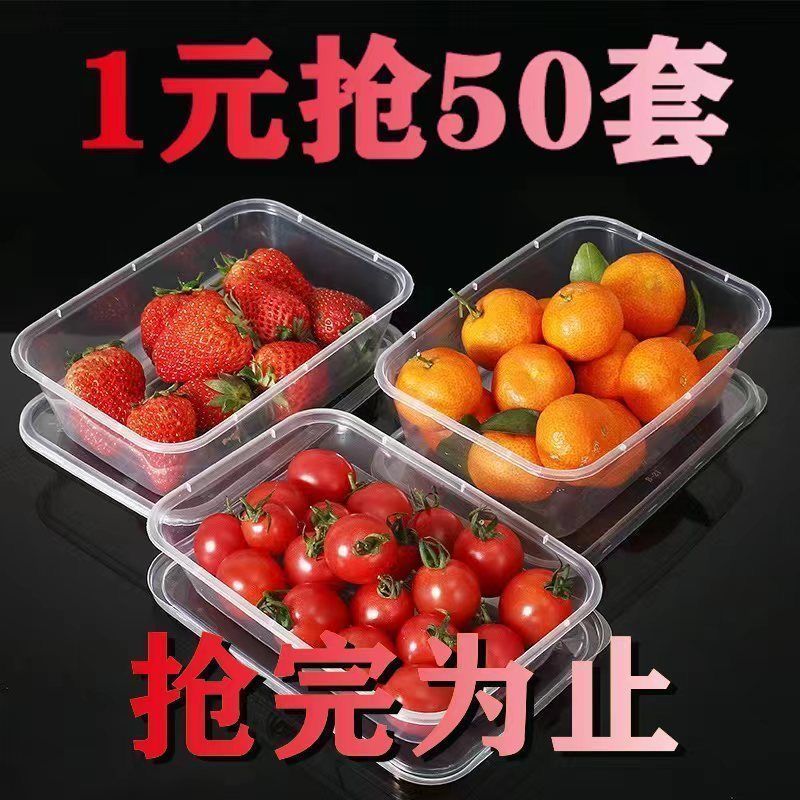 长方形一次性饭盒圆形快餐塑料水果外卖便当打包盒保鲜盒加厚