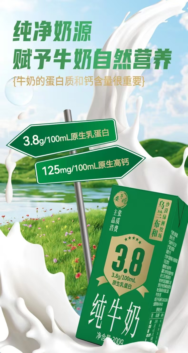 安子婿牛奶3.8克沙漠牛奶