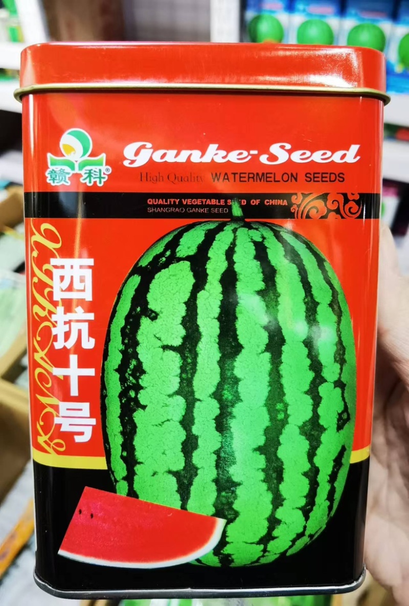 西抗十号西瓜种子中晚熟花皮椭圆型瓜瓤鲜红少籽多汁皮薄
