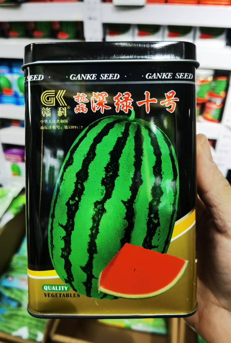 深绿十号西瓜种子中晚熟瓜皮深绿瓜瓤鲜红少籽多汁瓜皮薄
