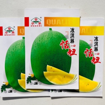 冰淇淋恬妞黄瓤西瓜种子甜脆多汁商品性好礼品西瓜种子基地用