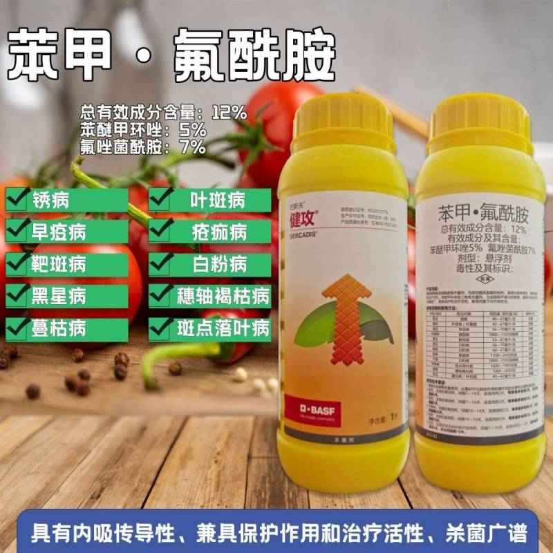 巴斯夫健攻苯甲氟酰胺黑星病白粉病叶斑叶枯疫病进口杀菌剂