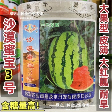景丰沙漠蜜宝3号西瓜种子大果石头瓜硒砂瓜种子皮薄大红瓤