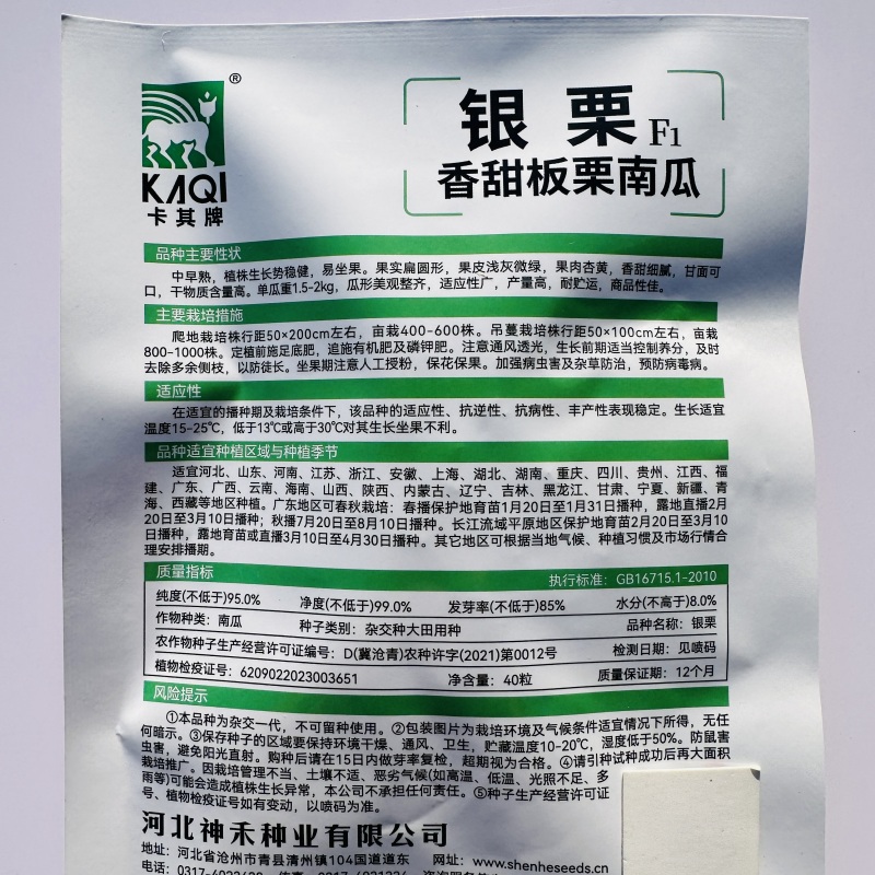 卡其银栗南瓜种子香甜贵族板栗南瓜种子高产灰皮南瓜种籽甘面