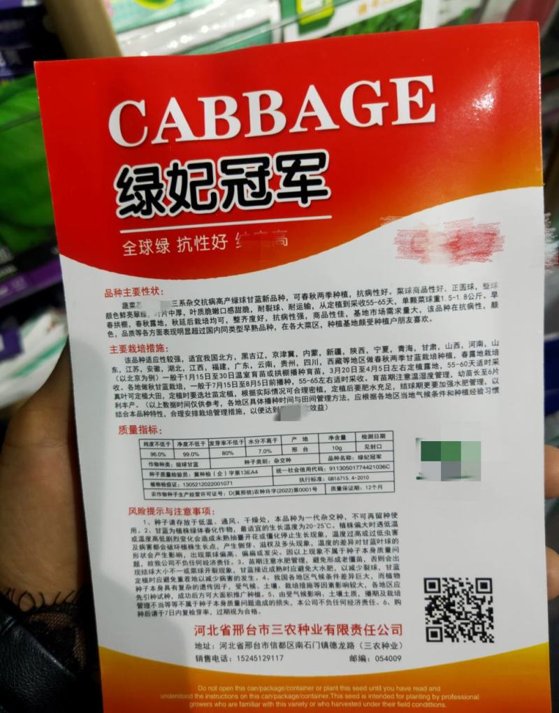 绿妃冠军甘蓝种子春秋种植口感甜脆耐裂球包菜种子