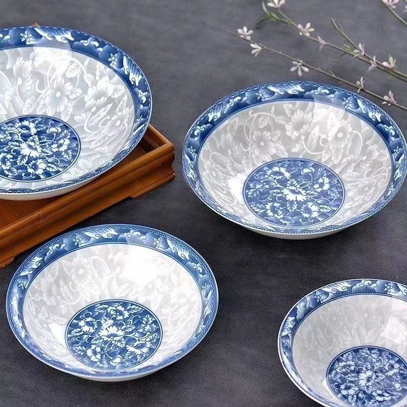 【4个装】青花瓷6英寸斗碗面碗中式家用吃饭加厚防烫斗碗陶