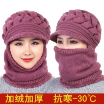 中老年人帽子女冬季毛线帽加绒保暖百搭加厚围脖妈妈帽连体针