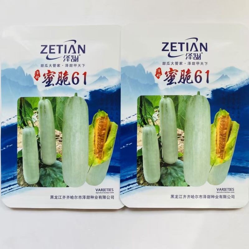 泽甜蜜脆61甜瓜种子红瓤绿肉甜脆高糖羊角蜜甜瓜种子水果香