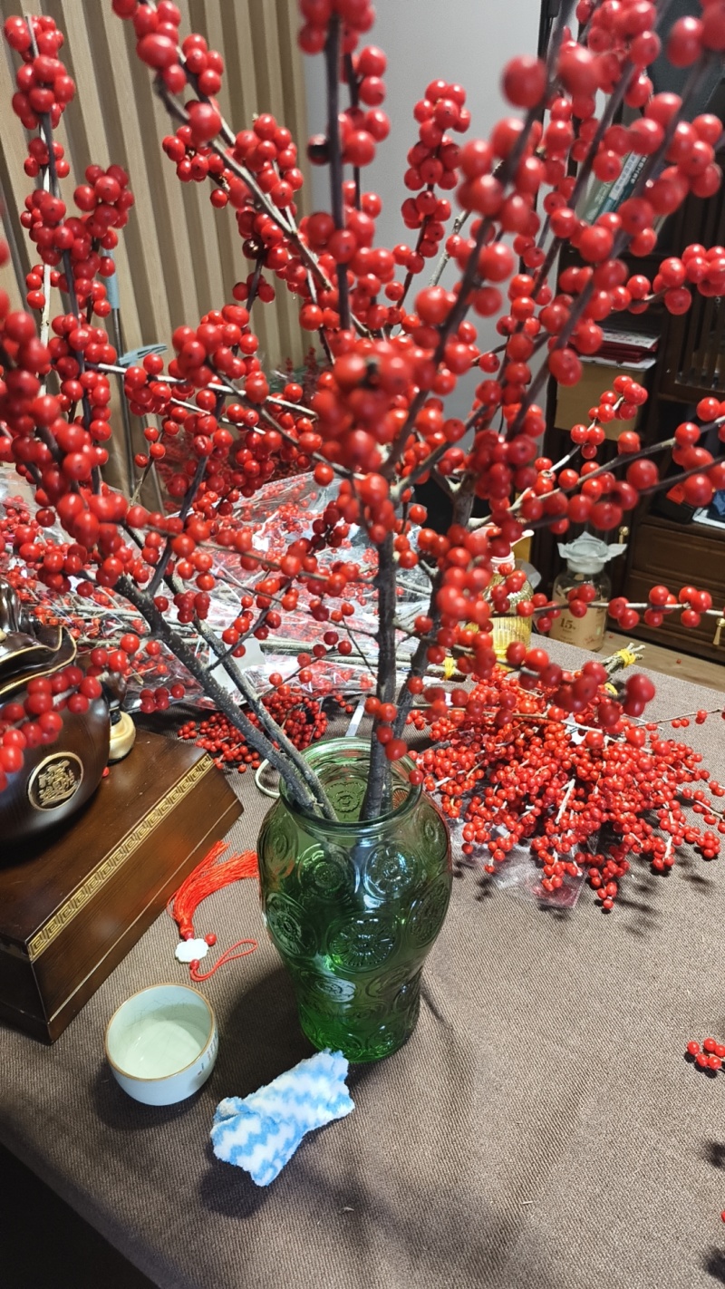 北美冬青年宵插花喜迎新春花卉绿植