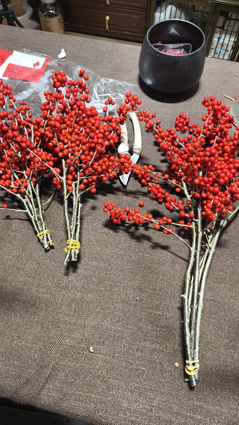 北美冬青年宵插花喜迎新春花卉绿植