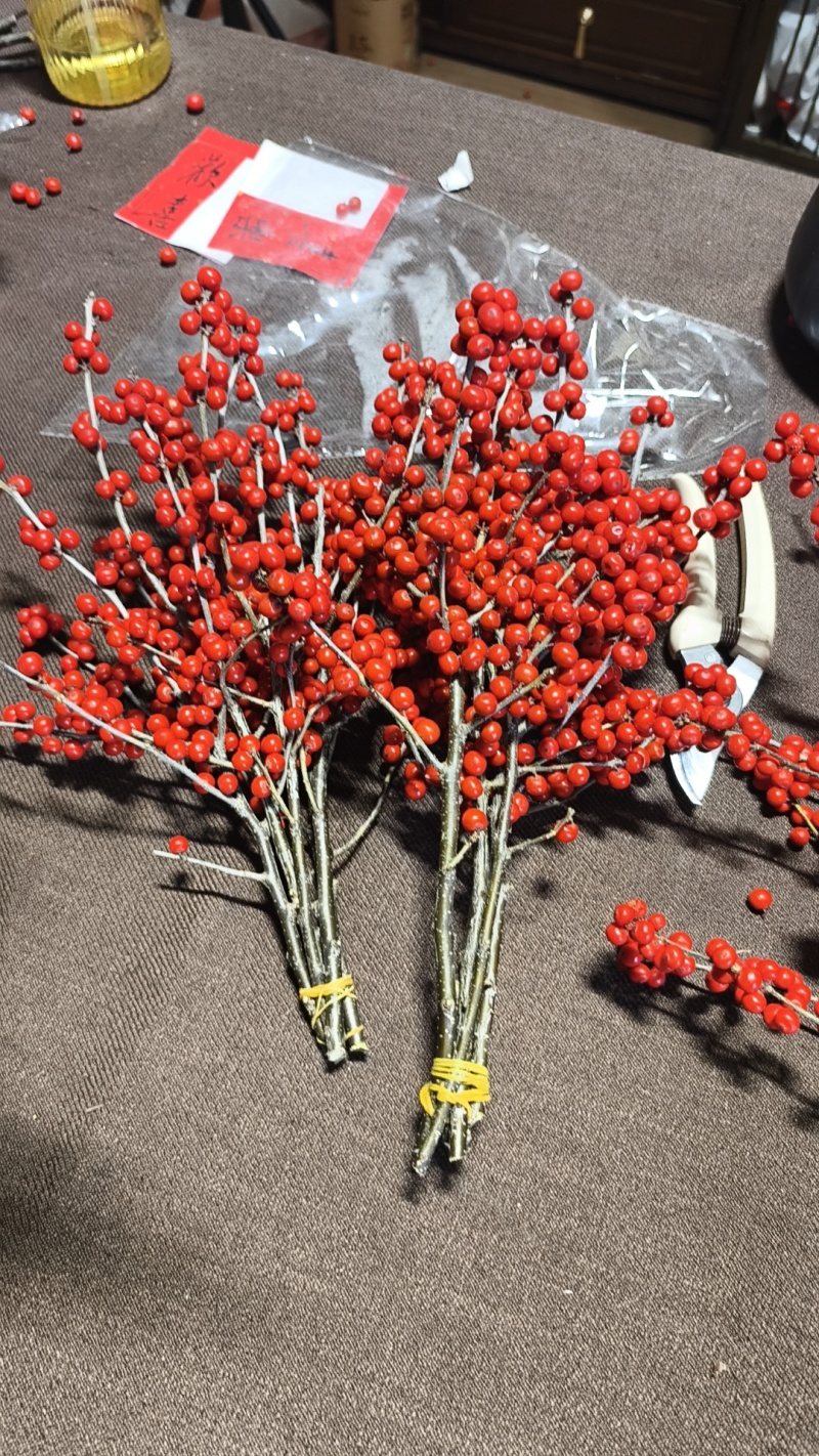 北美冬青年宵插花喜迎新春花卉绿植