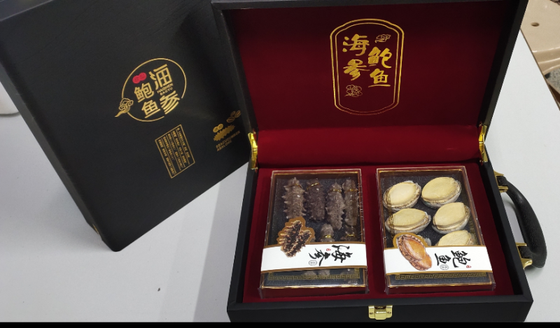 大海参鲍鱼组合，海参鲍鱼双拼，参鲍礼盒海参干货批发
