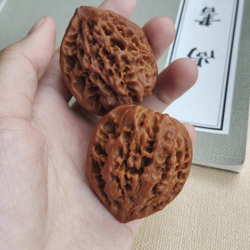 精选文玩核桃四座楼手把件狮子头血麒麟古玩男士盘玩精品官帽