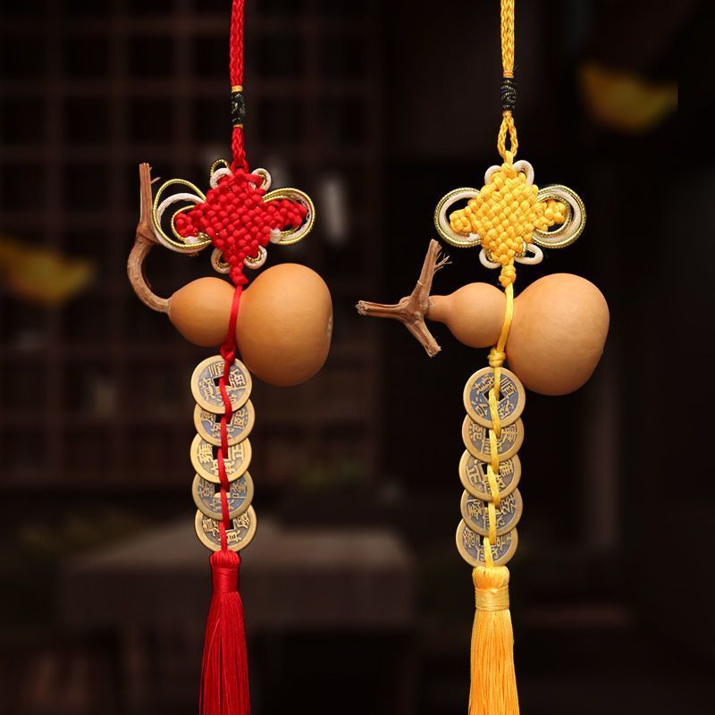 天然葫芦五帝钱挂件文玩葫芦居家工艺品五帝钱家居饰品玄关挂