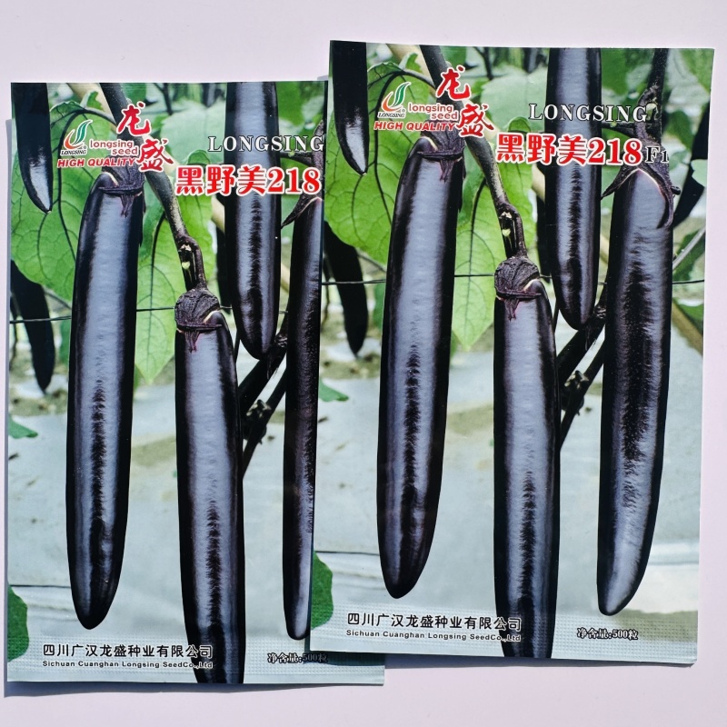 黑野美218绿裤长茄种子油黑靓丽果肉淡绿黑茄子长条茄种子