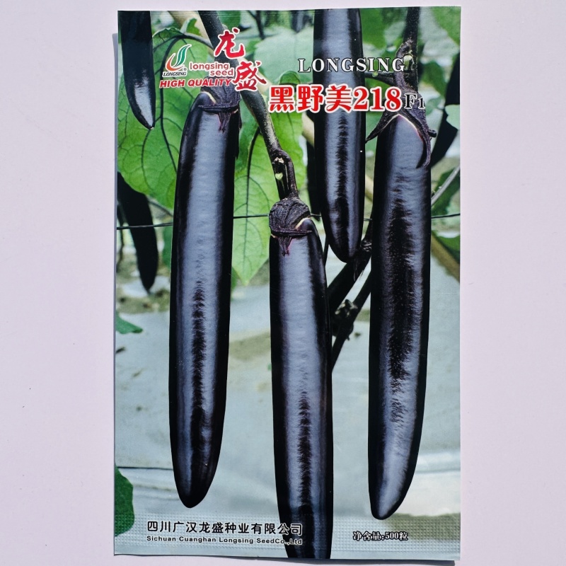 黑野美218绿裤长茄种子油黑靓丽果肉淡绿黑茄子长条茄种子