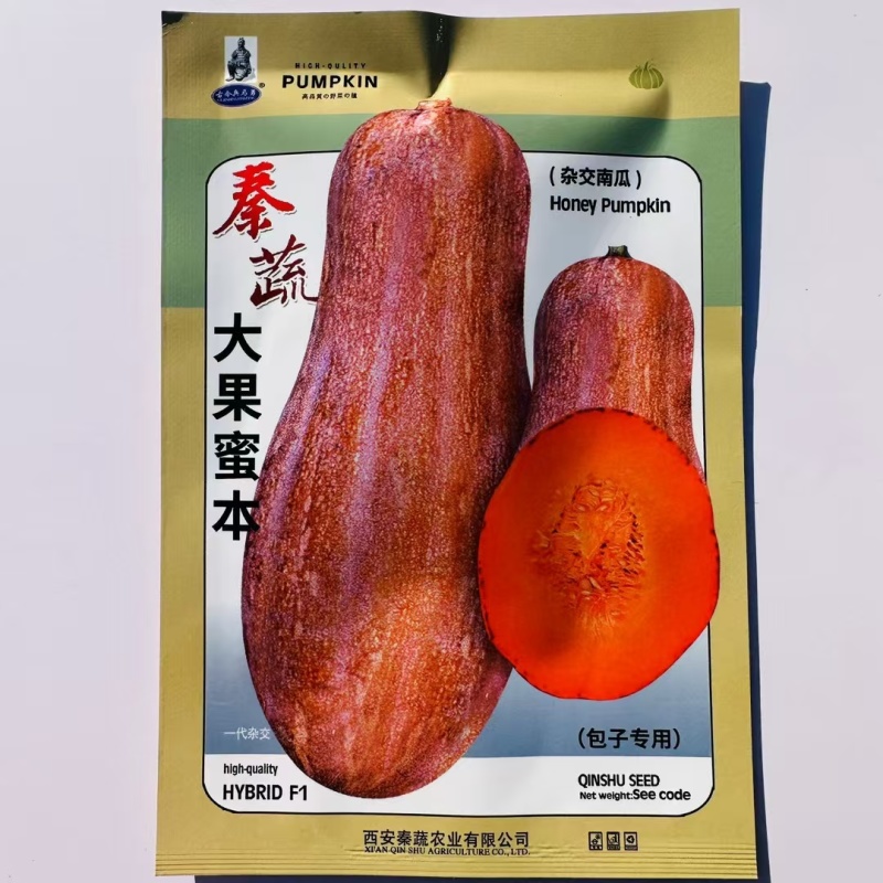 秦蔬大果蜜本南瓜种子大号水份少瓜肉红早熟味甜高产杂交南瓜